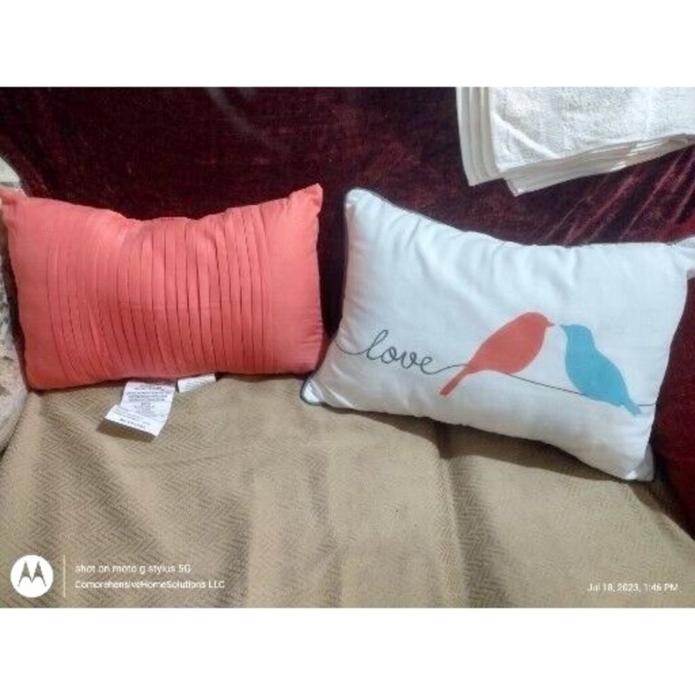 Love Birds Throw Pillow W/ Matching Pink Pillow Set